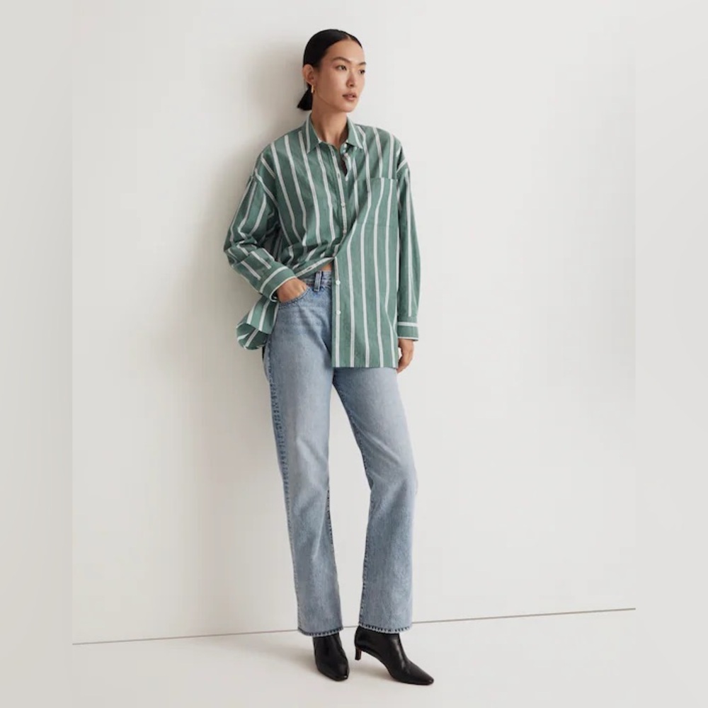 Madewell Signature Poplin Oversized Shirt, Malachite Green, Small